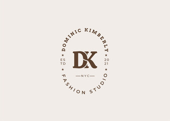 Initial D K letter logo design template, Vector illustrations
