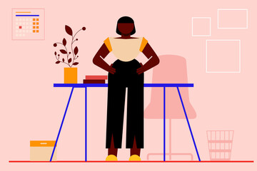 Business owner, boss lady at home, working from home, Ownership, confidence. Character design