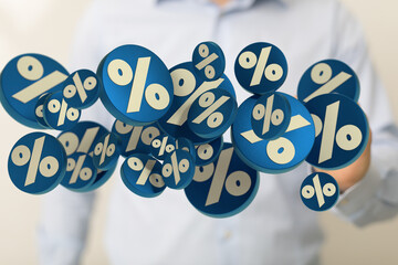 Sales icons floating in the air 3D rendering