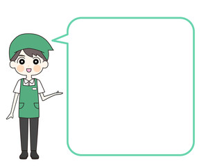 スーパーの店員　男性　イラストセット