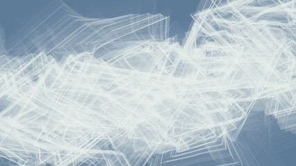 Chaotic thin lines on bluish gray background. Complicated vector graphics