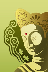 buddha illustration green background