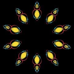 Naklejka premium Beautiful floral design with black background.