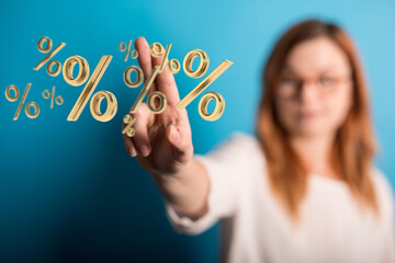 Sales icons floating in the air 3D rendering.