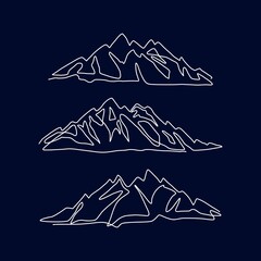 Fototapeta premium Silhouette of mountains by one black line