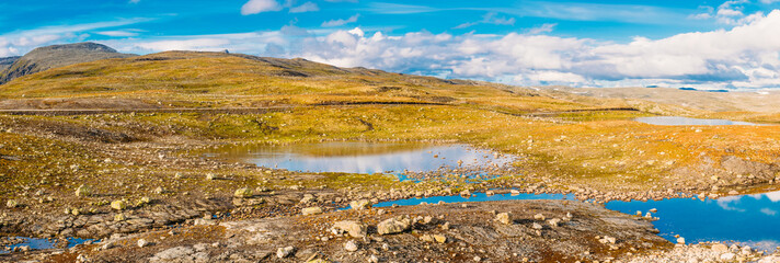 Norway Nature Mountain Landscape. Panoramic View