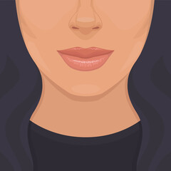 vector illustration, of Fashion model with red lips