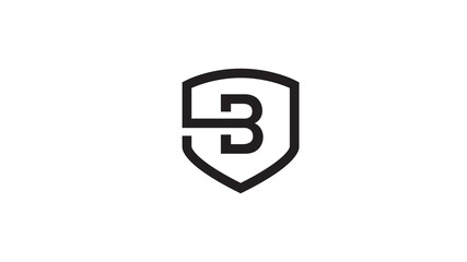 Fototapeta premium Creative B alphabet black shield flat symbol vector logo