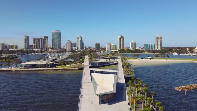 pull n shot of the downtown skyline in ST Petersburg Florida USA