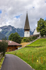 Fototapeta na wymiar summer in Wengen village in Lauterbrunnen Valley, Switzerland