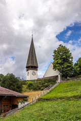 Fototapeta na wymiar summer in Wengen village in Lauterbrunnen Valley, Switzerland