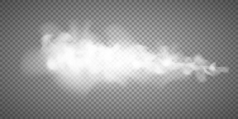Fog or smoke isolated transparent special effect. White vector cloudiness, mist or smog background. 