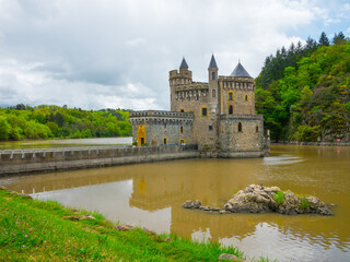 Fototapeta premium The Historic Chateau de la Roche sitting proudly in the Loire River, Rhone Valley France.