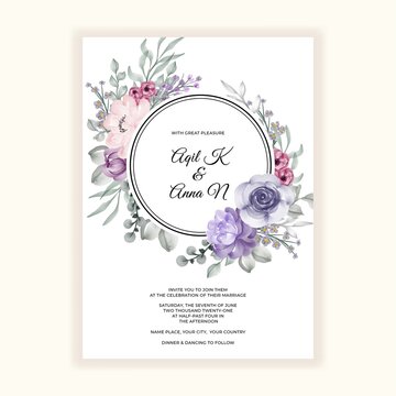 Beautiful Flower Frame Wedding Invitation