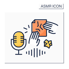 ASMR color icon. Paper Crinkles, crumpling, tearing. Internet trend concept. Isolated vector illustration