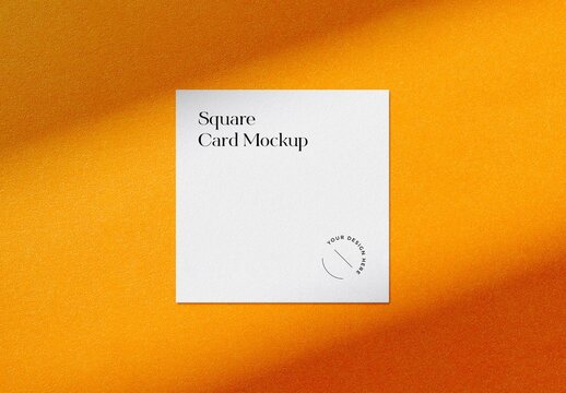 Orange Background Minimal Square Business Card Mockup