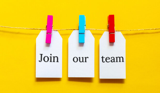 Join our team, teamwork. Opportunity to start a new job 