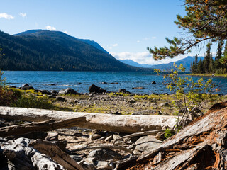 Fototapeta na wymiar Sunny day on Lake Wenatchee - Washington state, USA