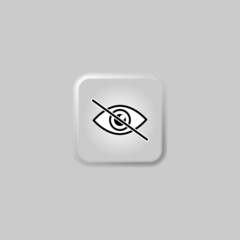 Hide icon eye. Hidden symbol. Invisible icon. Off. Unseen sign. Crossed, disabled eye. No view. Blind icon. Can not see. Hidden visibility. Disability