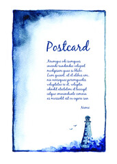 Lighthouse postcard - piękne tło artystyczne z miejscem na projekt - obrazy, fototapety, plakaty
