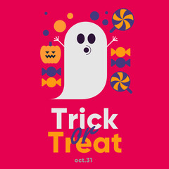 Happy Halloween. October 31. Simple, vector, flat illustration. Minimalist, geometric, background icon. Perfect for poster, media banner, cover or postcard.