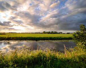 The Angstel river in the summer during sunset 