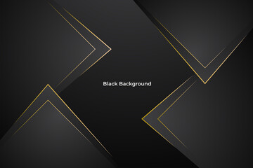 Black background with golden line in modern shape concept