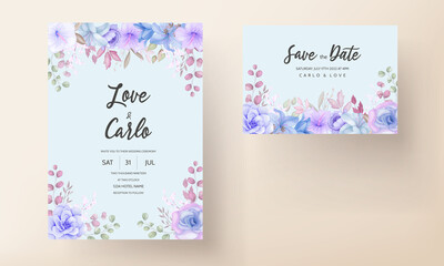 Elegant flower and leaves wedding invitation card design