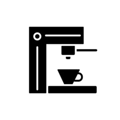 Tamping espresso machine glyph icon. Coffee and barista equipment. Isolated vector stock illustration