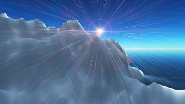 Ice berg on see 3d render