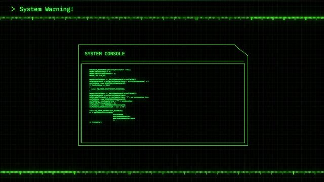 System Warning Virus sign Digital Noise Glitch Effect Screen Background. 4K Programmed code With System Error Security ,Hacking Alert , Cyber Crime Attack Computer Error Distortion Message .