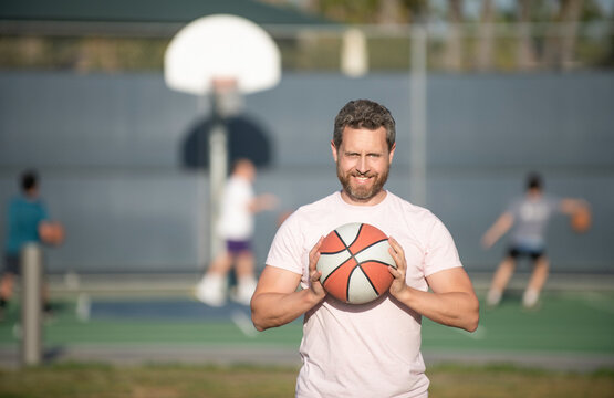 Sport Trainer Or Basketball Player. Sport School. Techer Guy On Phisical Training Lesson.