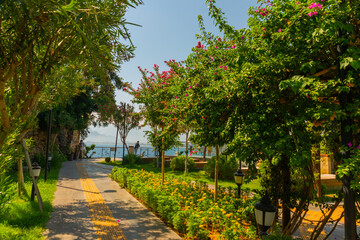 ANTALYA, TURKEY: Beautiful sunny public city Karaalioglu park in Antalya.