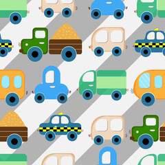 seamless pattern with car. Set autos, car, transport. vector. transportation