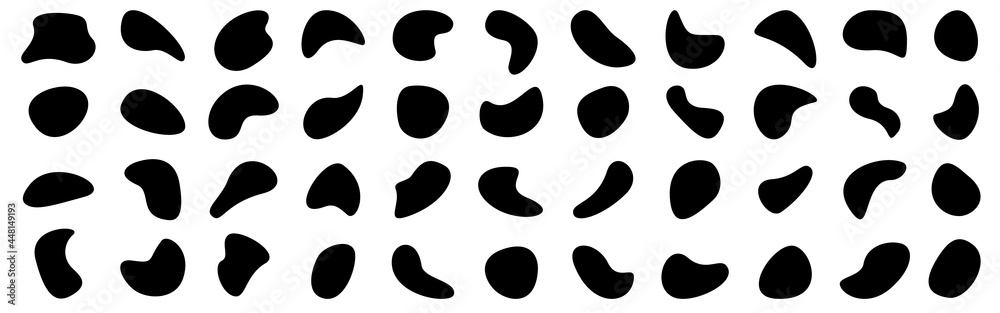 Canvas Prints organic shapes. random black blobs on white backdrop. abstract oval elements. simple liquid drop. mo