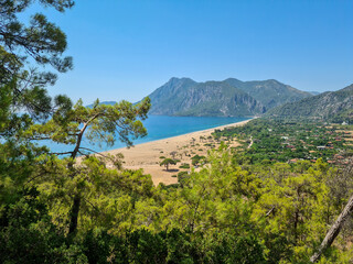 Fototapeta na wymiar The beautiful landscape view of Olympos and Ciralı beach. Turkish name of place is 