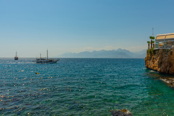 ANTALYA, TURKEY: The ship delivers tourists from the port of Antalya for a trip around the...
