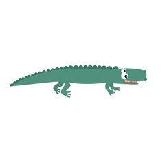 crocodile in 2d cartoon style. isolated vector