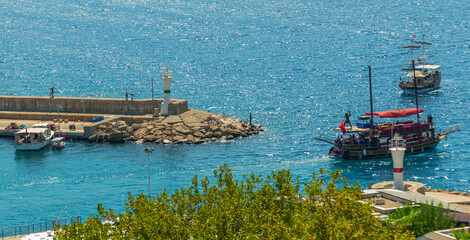 ANTALYA, TURKEY: The ship delivers tourists from the port of Antalya for a trip around the...