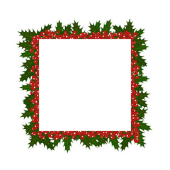 Illustration of a frame from a Christmas plant holly. Background for the holiday