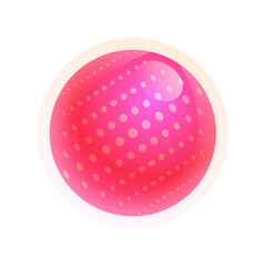 Pink polka dot planet round space object on white background