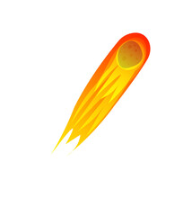 Falling asteroid or comet with long fiery tail on white © studioworkstock