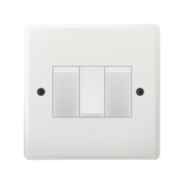Realistic triple light switch isolated on white background