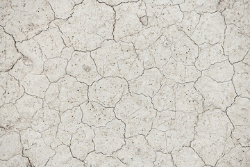 Cracked desert soil. Global warming concept. Arid climate. Dry dewatered sandy ground. Abstract texture or background. Horizontal format.