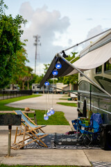 RV patio setup at a camp site