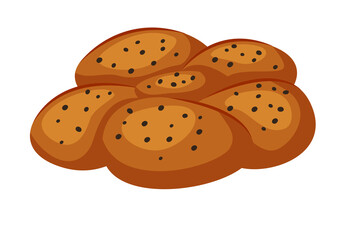 Butter or cake bread with poppy seeds on white background
