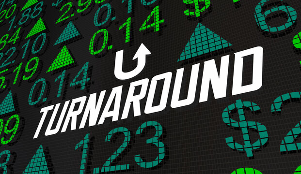 Stock Market Turnaround Rebound Improvement Changing Course Up Increase 3d Illustration
