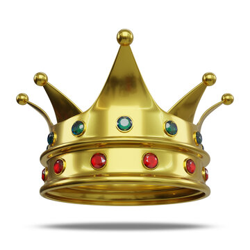 3d rendering of King Golden Color crown with gem