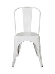 Front View of white metal chair isolated on white with clipping path