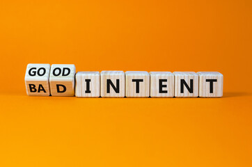 Good or bad intent symbol. Turned wooden cubes, changed words 'bad intent' to 'good intent'....